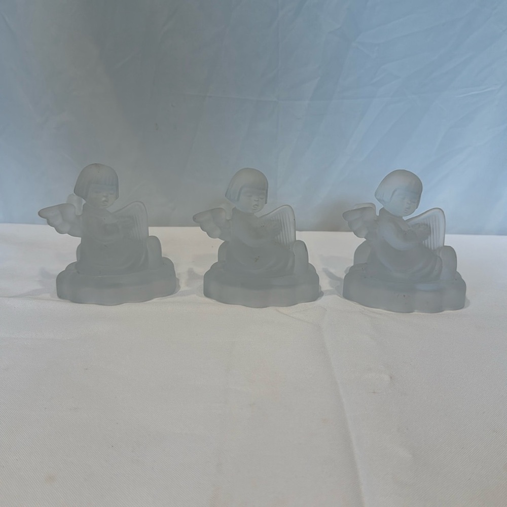 Vintage Lead Crystal Candlestick Holders with Angel Cherubs by Goebel for Avon